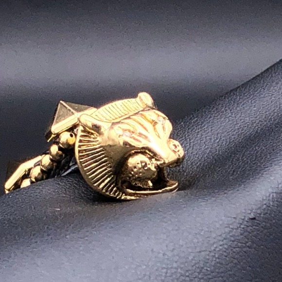 Stella & Dot Bracelet Artemis Double Lion Head Gunmetal Gold Tone Stud Cuff Rare - Picture 6 of 9